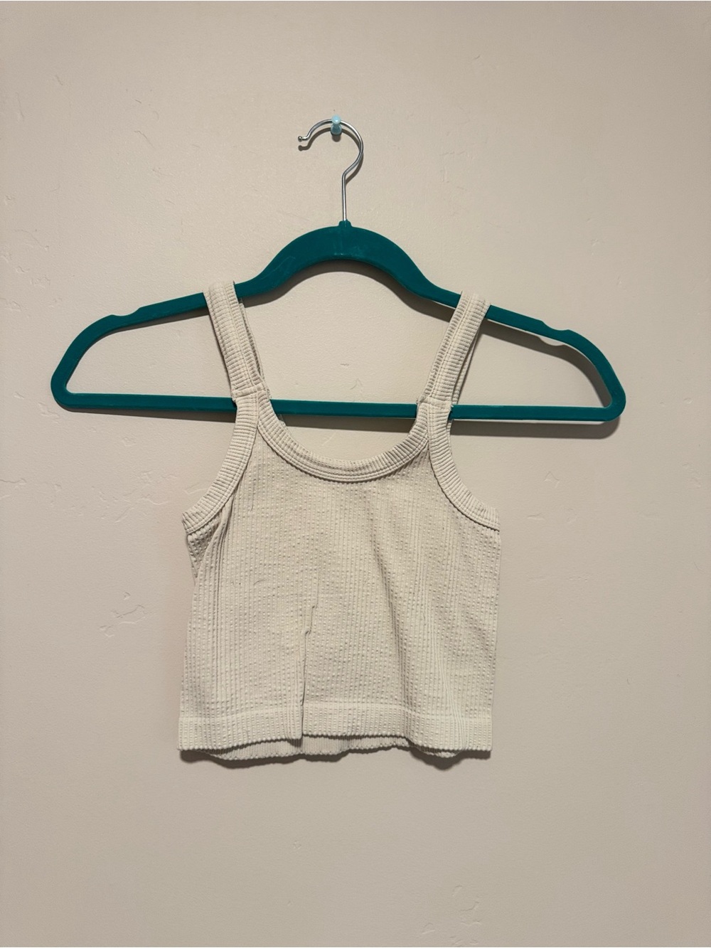 RSQ Cream Ribbed Cropped Tank
